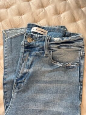 Flying Monkey Light Blue High-Rise Jeans with Frayed Hem